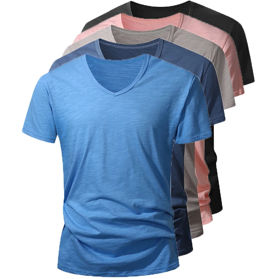 100% Cotton Men T-shirt Summer Short Sleeve Tops Tee Black White Male