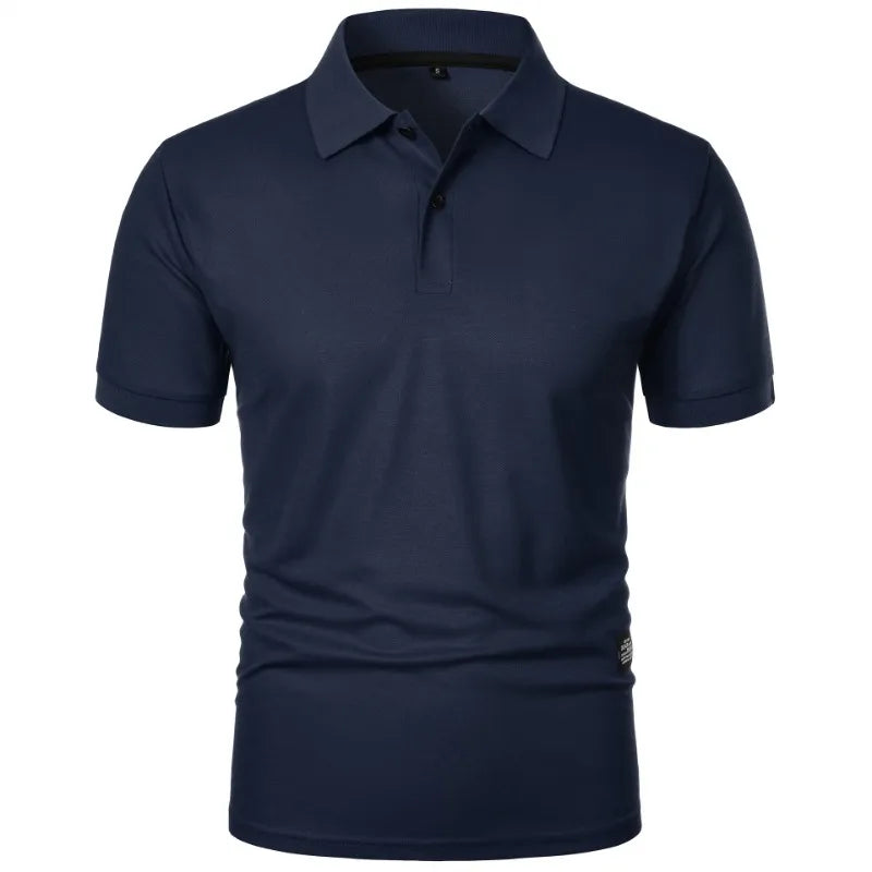 New Solid Color Polo Shirt Men's Short Sleeve Button Tshirts Lapel