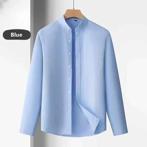 100% Cotton Oxford Mens Dress Shirts Long Sleeve Basic Stand Collor
