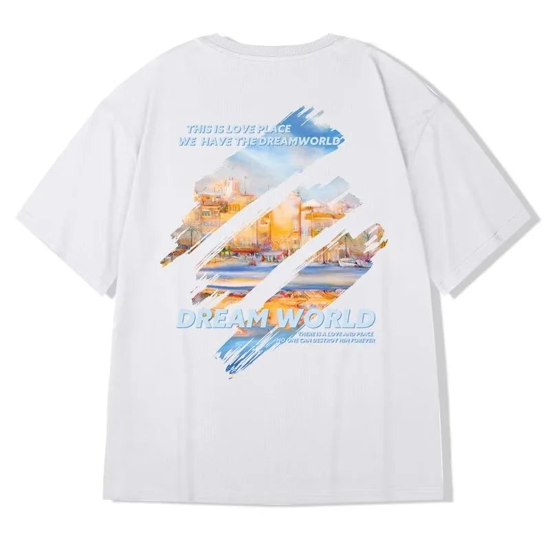 M-8XL 2024 NewPainting Print Round Neck Short Sleeve T-shirt for Men