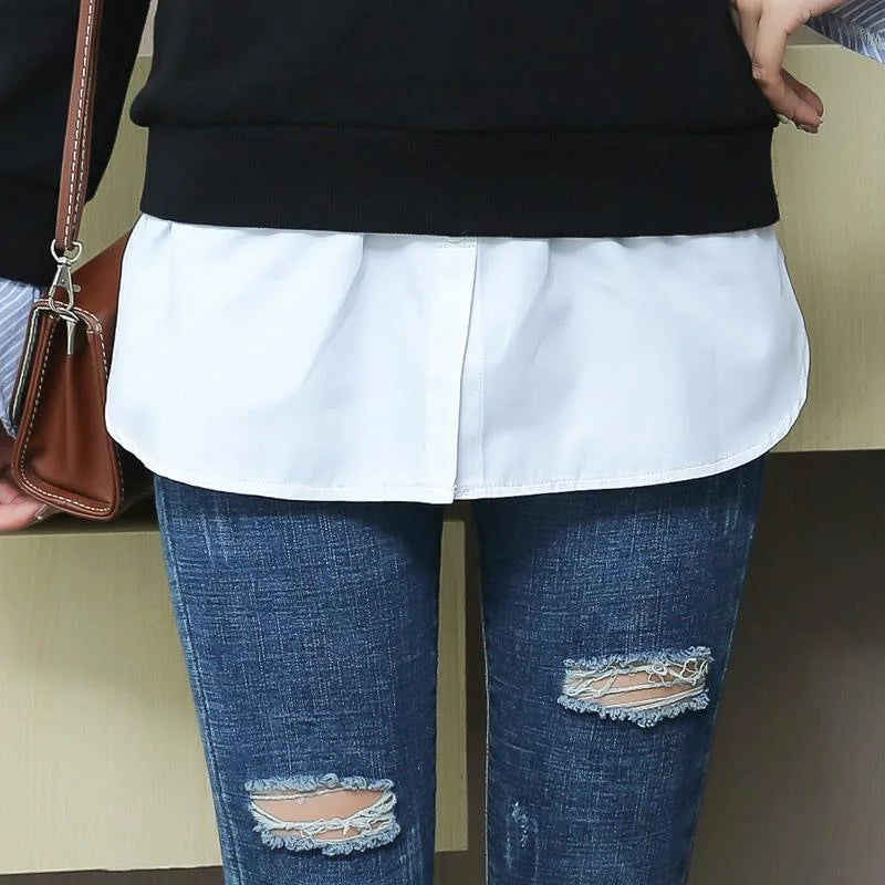Plus Size 5XL Shirt Extenders Women Fake Shirt Tail Irregular Skirt