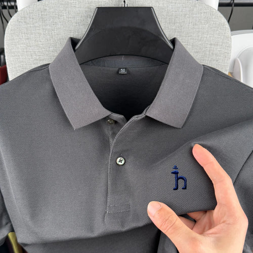 100% pure cotton high-end brand men's short sleeved polo shirt summer