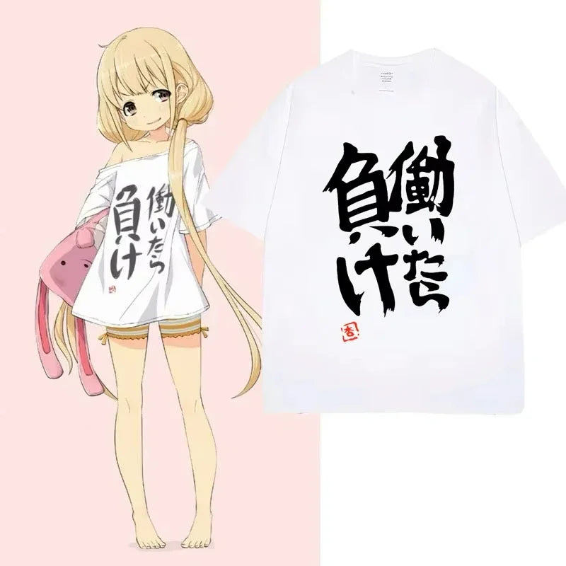 Anime Futaba Anzu Same Print T Shirt Chinese Word Cosplay Style T
