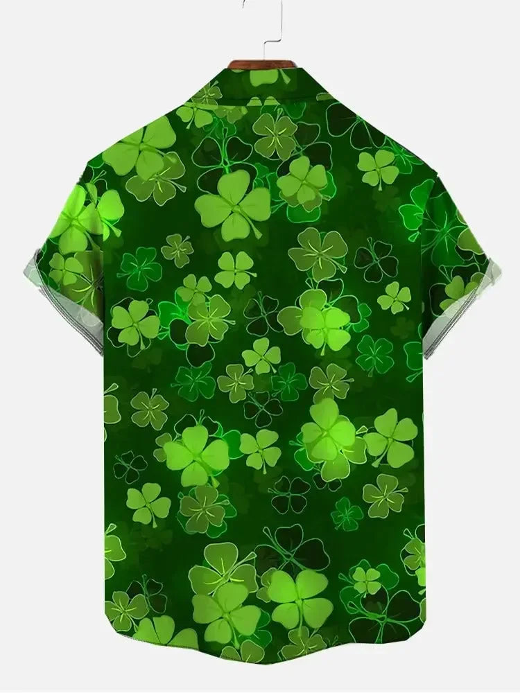 Full-Print Green St. Patricks Day Lucky Four-Leaf Clover Printing