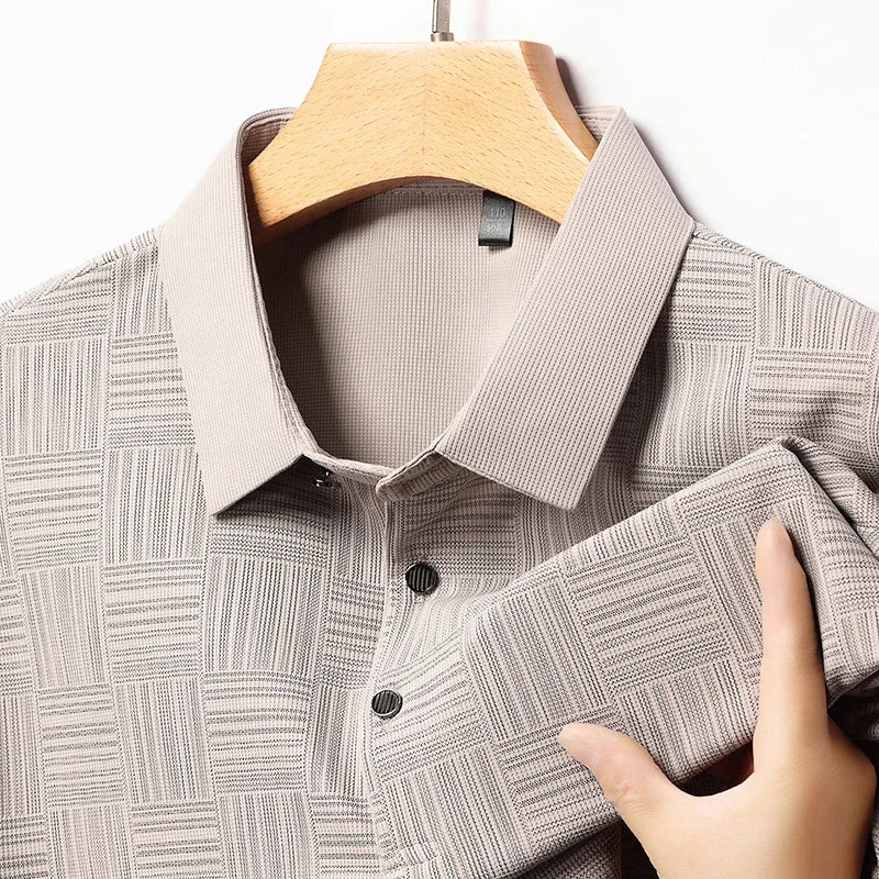 2024 Men's New Printed Business Casual Short sleeved POLO Shirt