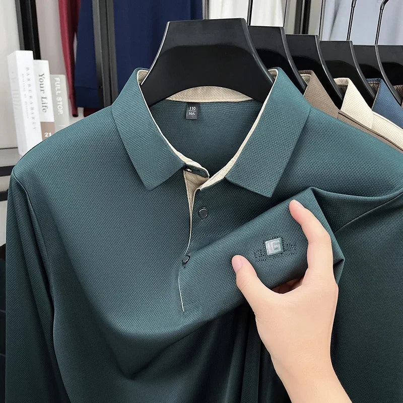 Men's 2026 Business Casual Short Sleeve Polo Shirt Solid Color with