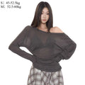 French Style T-Shirts for Women Off Shoulder Chic Casual Top Spring