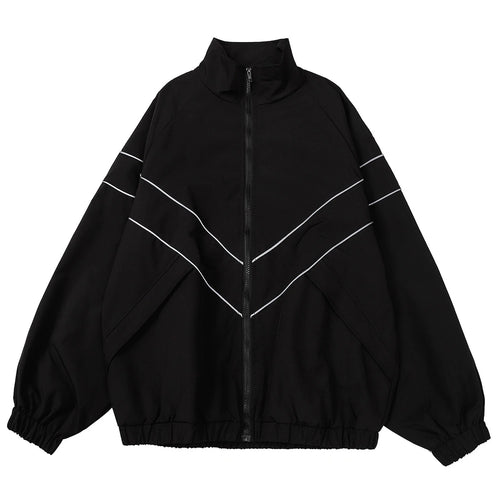 Reflective Striped Jacket Windbreaker Coat 2024 Men Hip Hop Streetwear