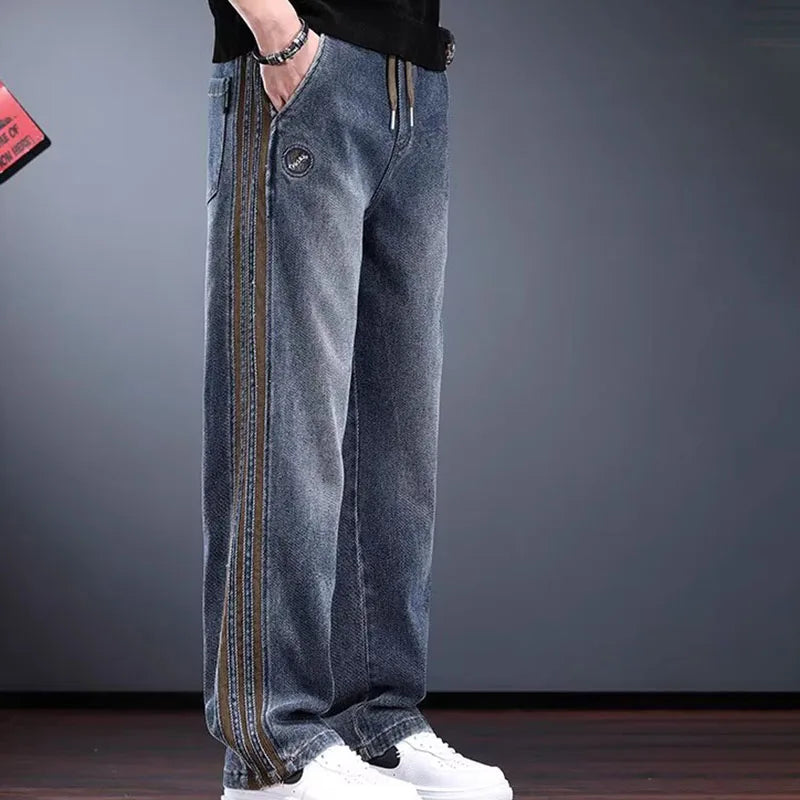 Korean Men'S Jeans Fashion Casual Pants Retro Men'S Straight Leg Pants
