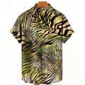 American Summer Gradient Tiger Pattern Cuban Collar Shirt Trendy Brand