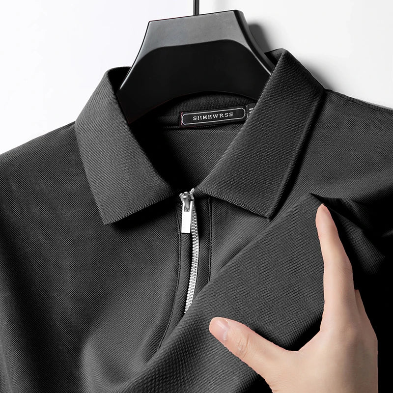 Summer New Men's Casual Slim Fit Polo Shirt Flip Collar Breathable