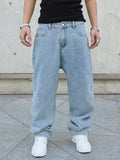 Spring Autumn Men Baggy Jeans Oversize Straight Loose Casual Denim