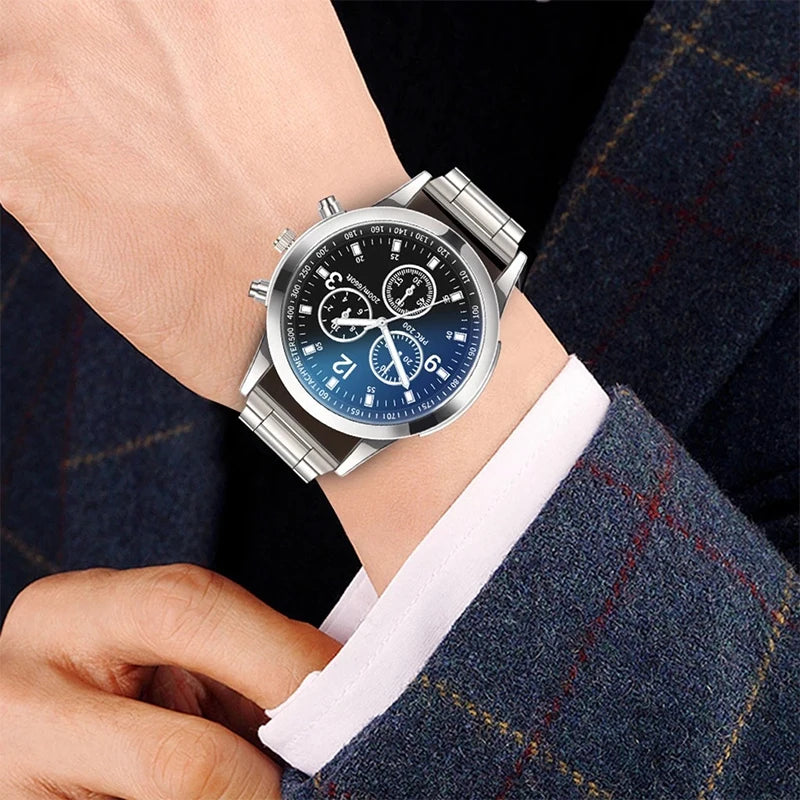 1/2PCS Men Business Watches Fashion Men's Steel Band Quartz Watch with