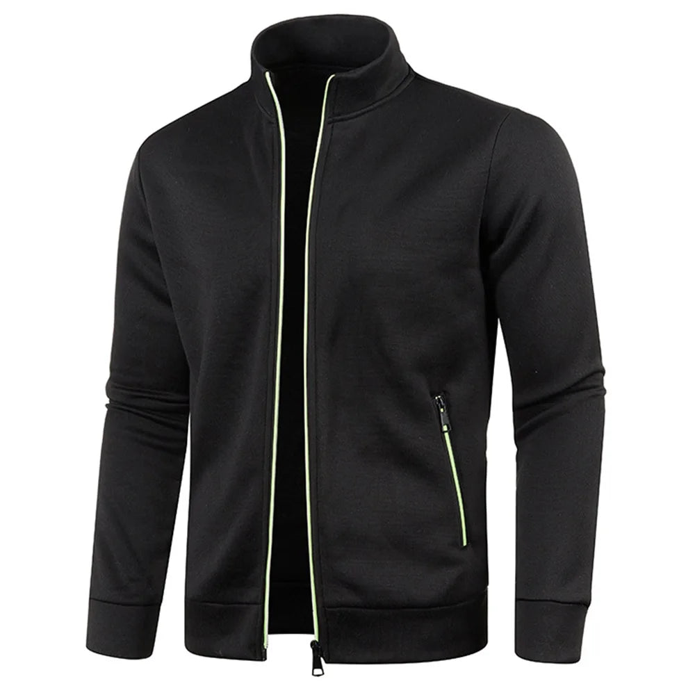 Men Zipper Jackets Standing Collar Sweatshirt Outdoor Streetwear