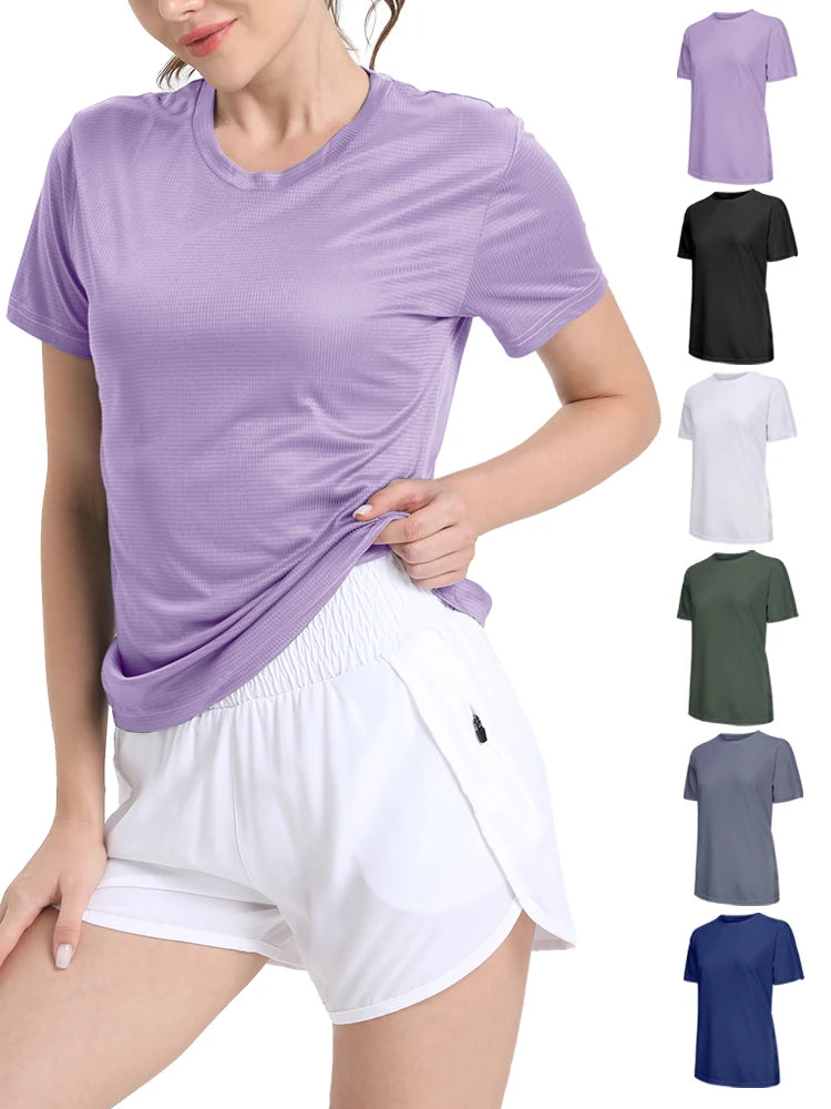 Women's Solid Color Ultralight Quick Dry Sport T-Shirt,Breathable
