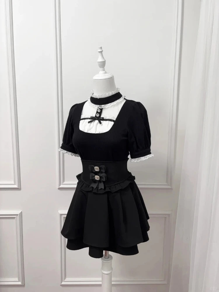 Summer Japanese Lolita Sweet Style Shirts Women Y2k Lace Ruffles