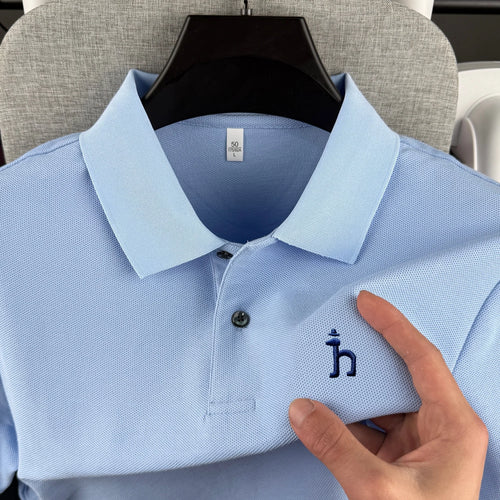 100% pure cotton high-end brand men's short sleeved polo shirt summer