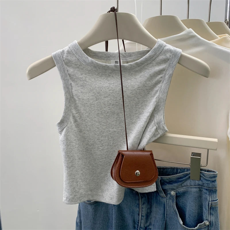 2026 Tank Top for Women Ribbed Down Sleeveless Blouse Solid Color