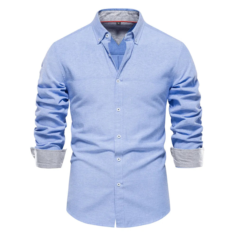 AIOPESON 2023 New Autumn Cotton Men's Oxford Shirt Long Sleeve Button