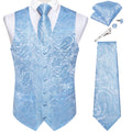 Suit Vest for Men Black Solid Paisley Wedding Prom Groom Jacquard