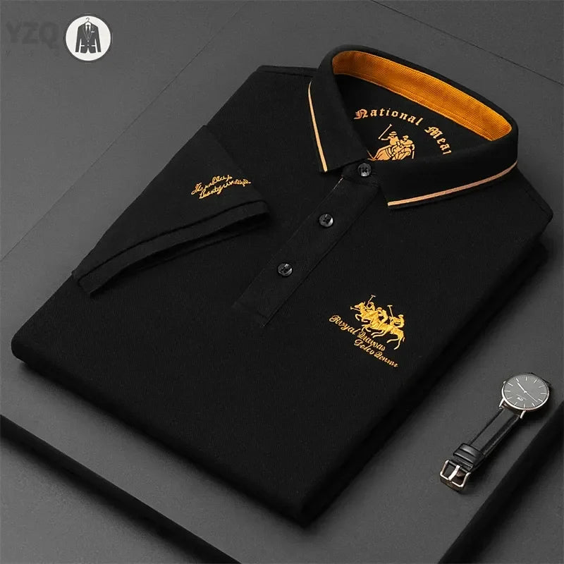 Men's Embroidered Casual Fashion Short Sleeved POLO Shirt Summer