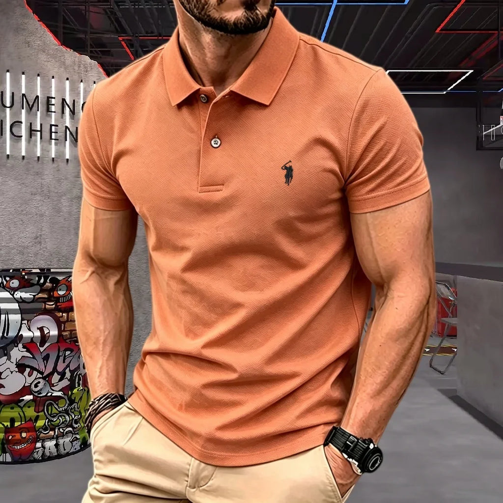 100%polyester fiberhigh-end brand men's short sleeve polo shirt