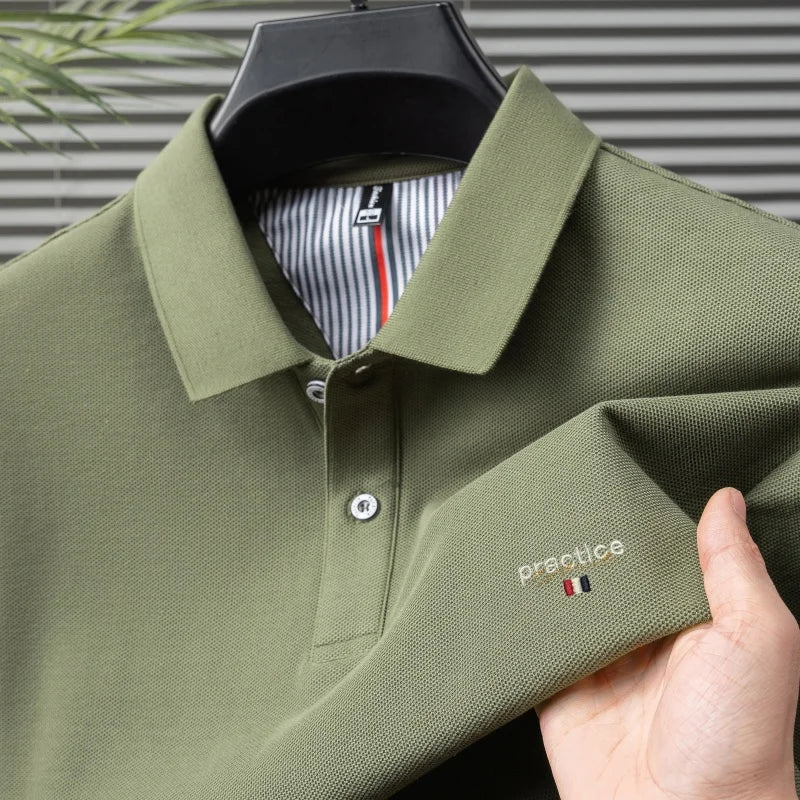 100% Pure Cotton Men's Classic Embroidered Polo Shirt Luxury
