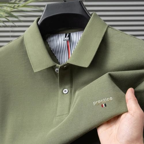 100% Pure Cotton Men's Classic Embroidered Polo Shirt Luxury