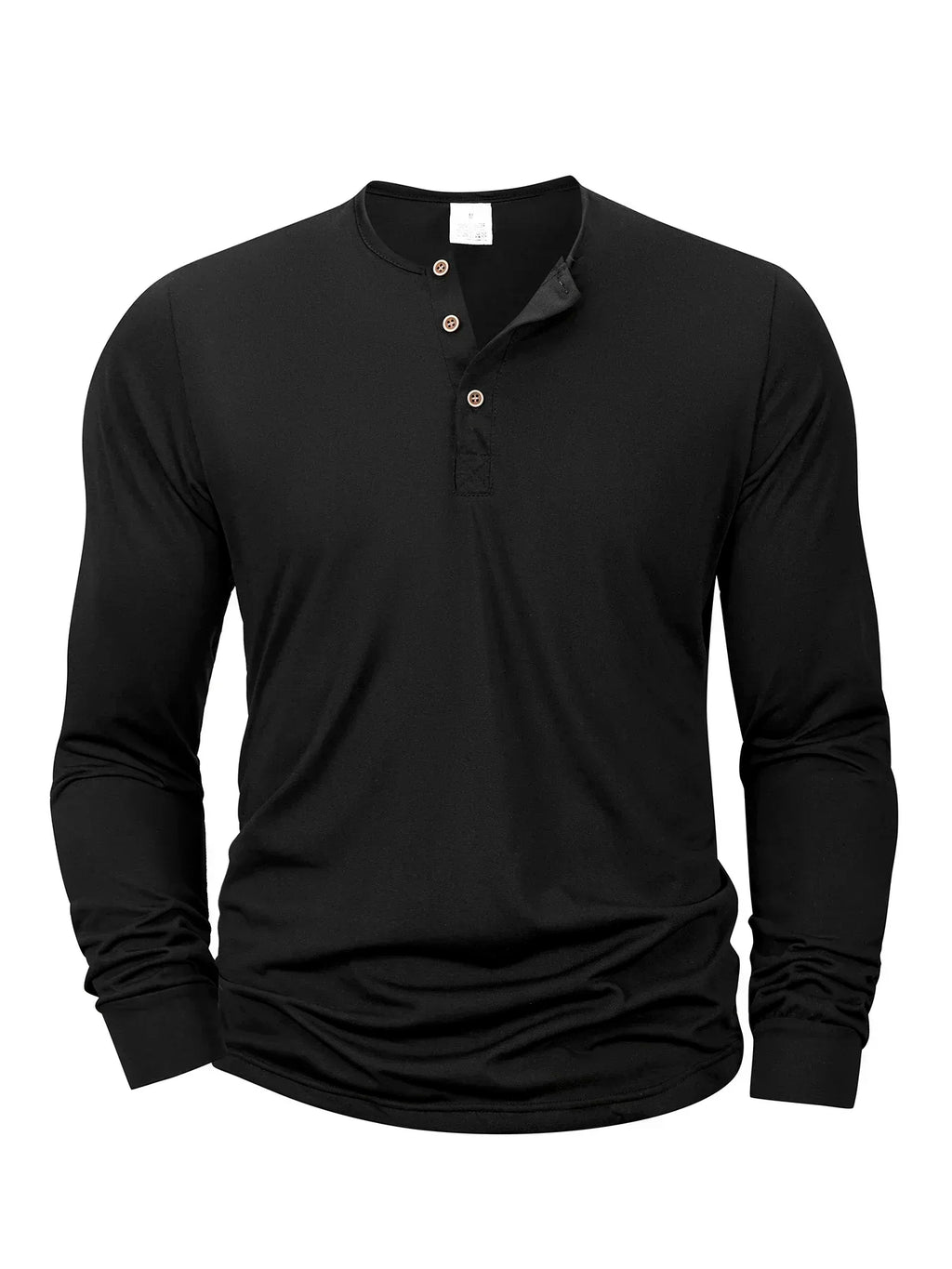 Spring Autumn Henley Neck T-Shirt Men Basic Breathable Men's Long