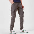 Men's Street Style Elastic Waist Denim Cargo Pants Solid Color Washed