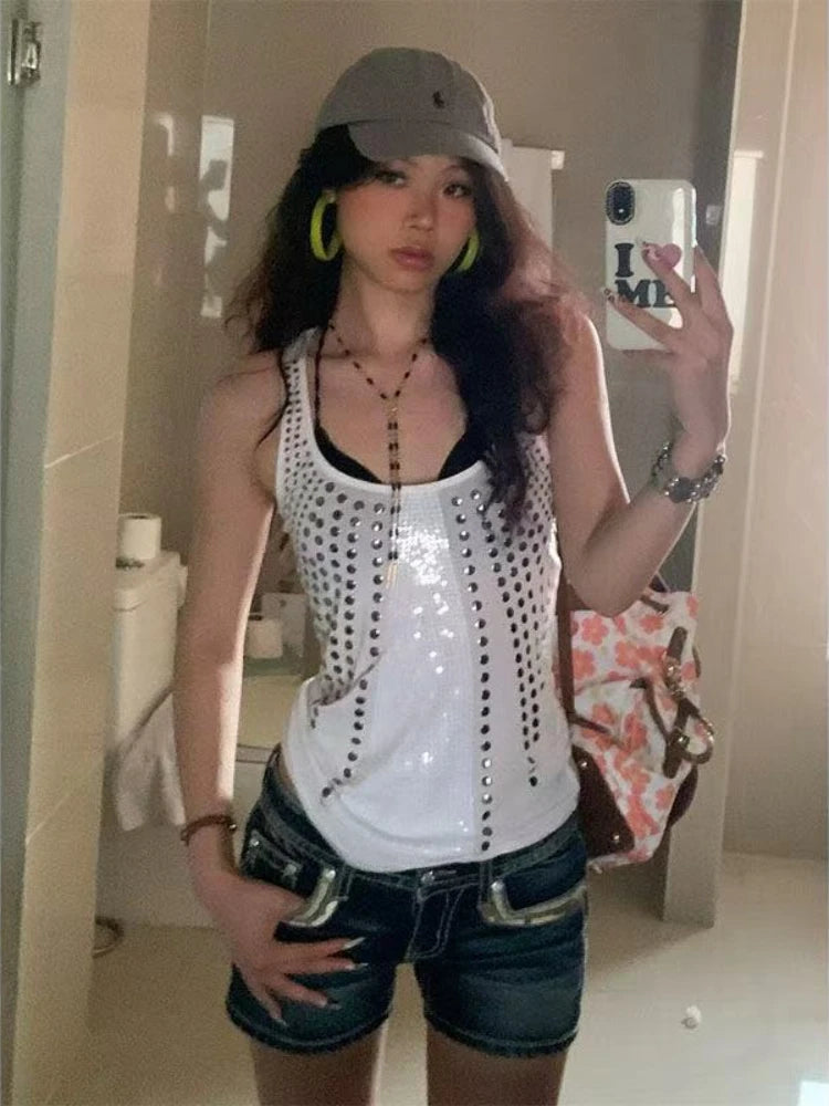 Y2k Harajuku Tank Tops Women Goth Casual Vest Streetwear Hip Hop Crop