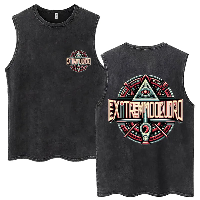 Whales and Sun Tattoo By Robe De Extremoduro Washed Tank Tops Men