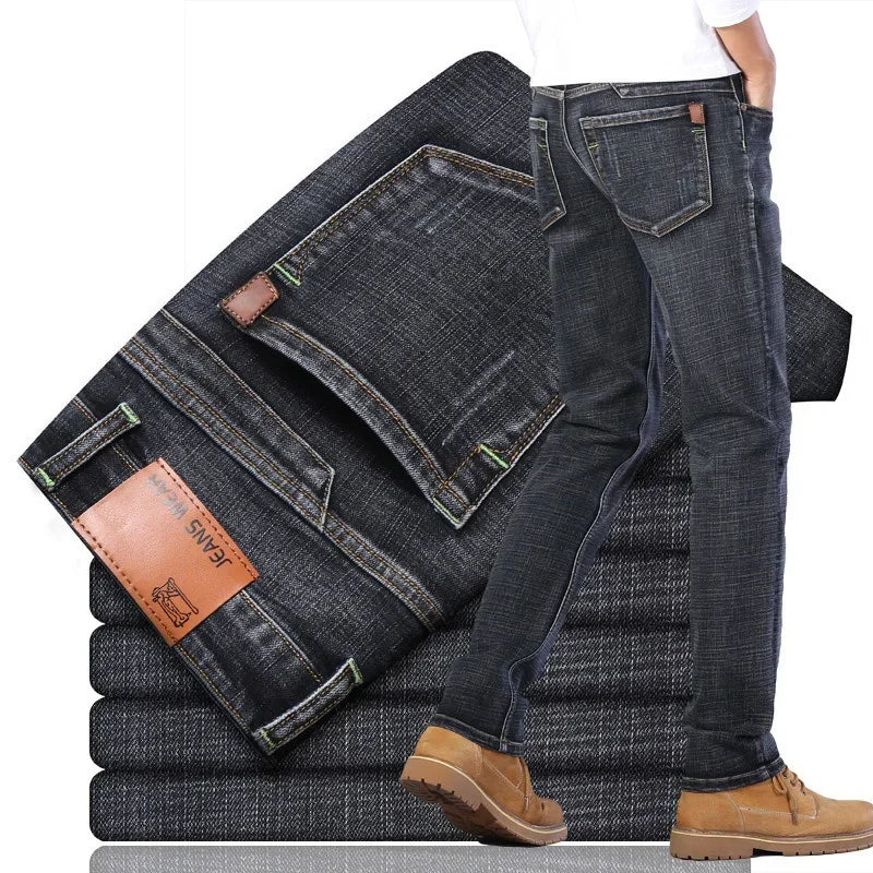 2025 Men New 28-40 Men's Classics Pants Straight Business Blue Black