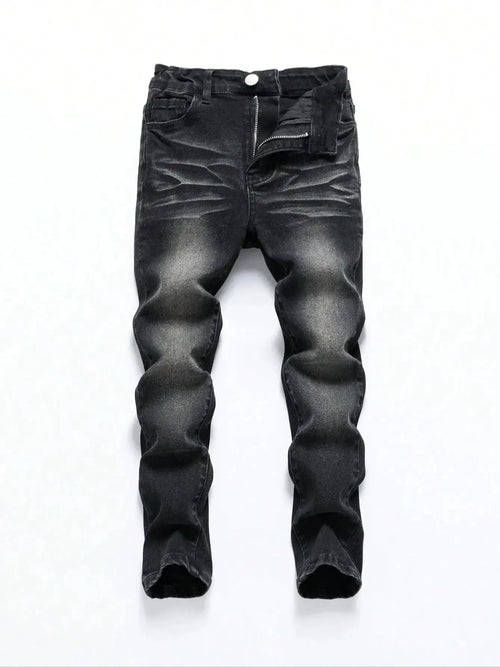 1-Piece Men's All-Season Snowflake Washed Fashion Jeans, Stretchy