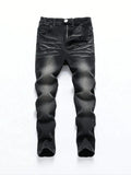 1-Piece Men's All-Season Snowflake Washed Fashion Jeans, Stretchy