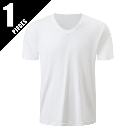 1/2/3 Piece Men's Solid Color Four Season Short Sleeved V-neck Sports