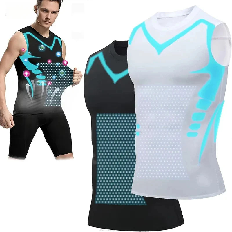 Men's Slimming Vest Ionic Compression Shirt Ice-Silk Cooling Body