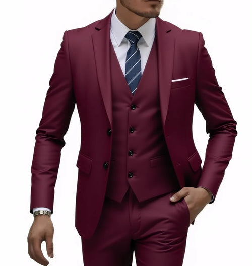 13 Color Basic Style Men's Casual Solid Color 3 Pieces Suits / Male