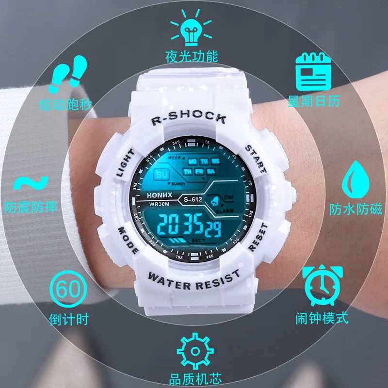 Men's Digital Electronic Watch Sports Glow 55mm Large Dial Watch