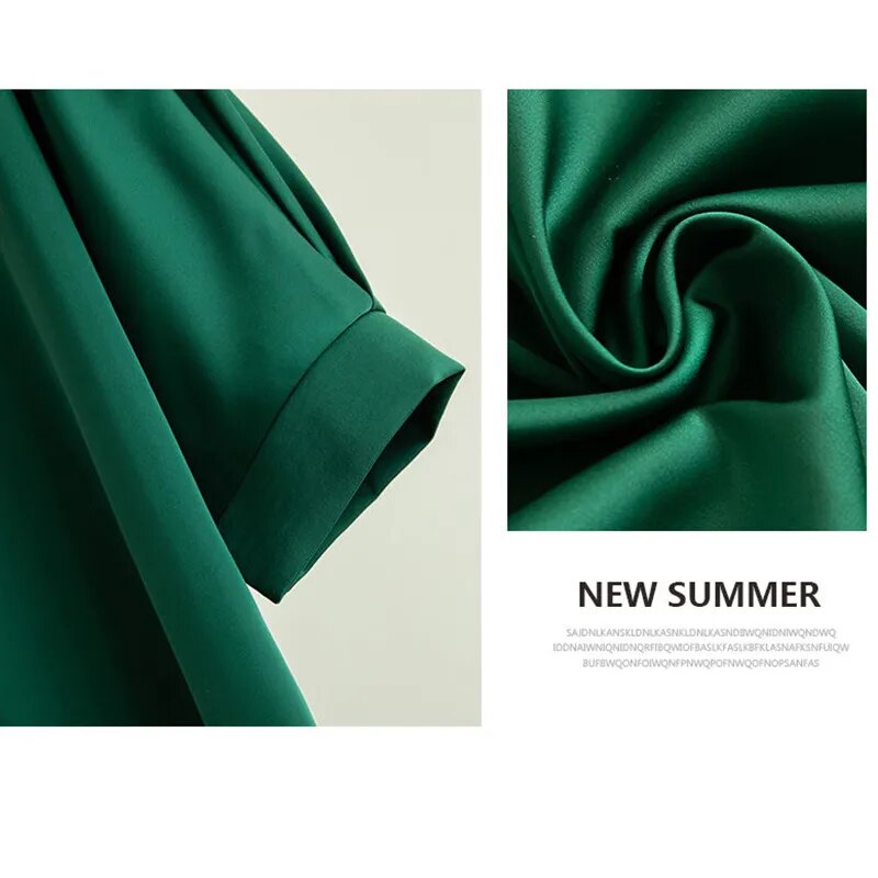 2023 New In Summer Satin Silk Half-Sleeve Tee Tops Basic Solid Women‘s