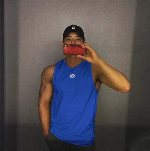 2024 Mens fitness gyms Tank top men Fitness sleeveless shirt Male mesh