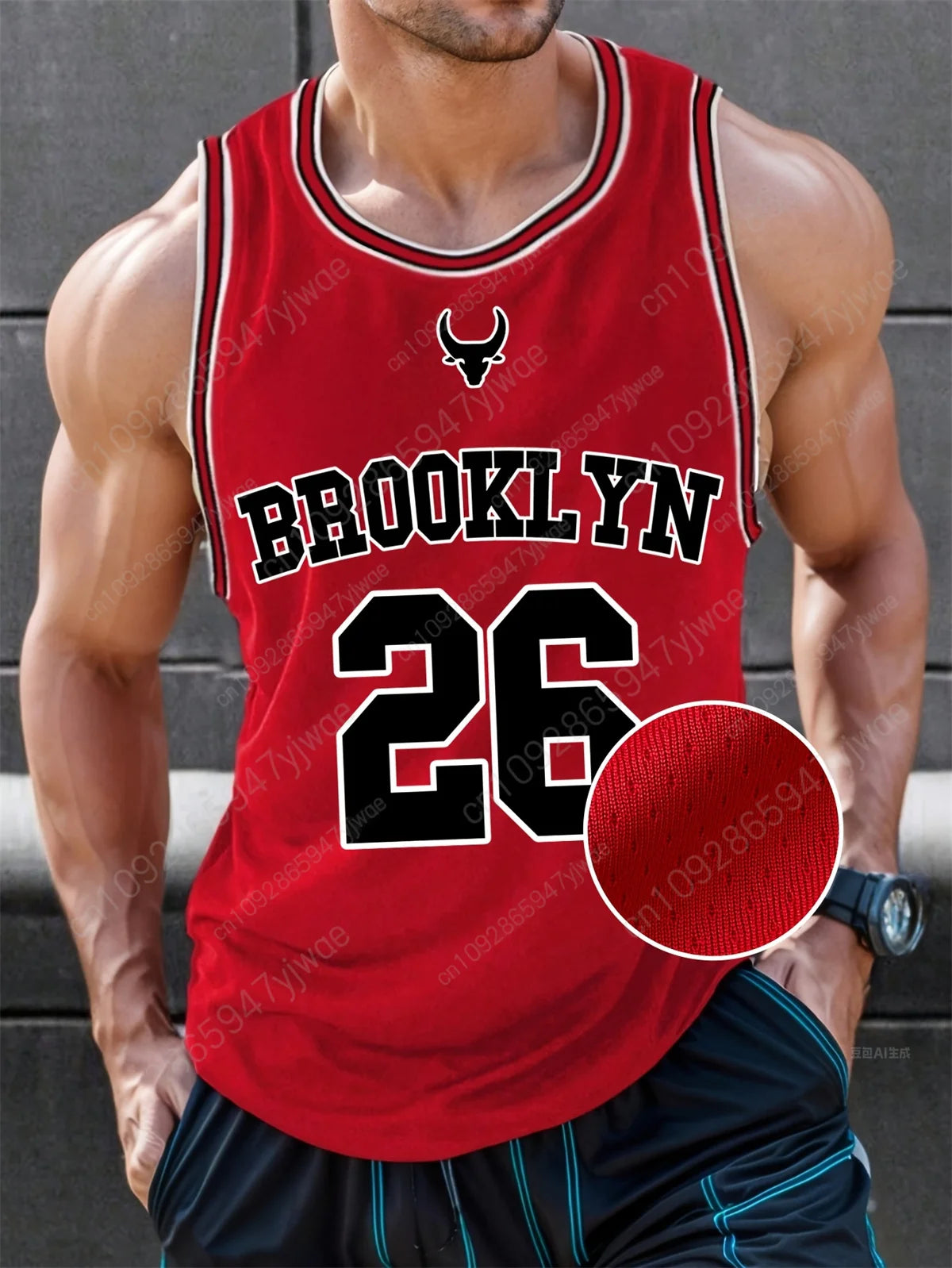 Brooklyn No.26 O-Neck Basketball Vest Loose Quick Drying Fabric