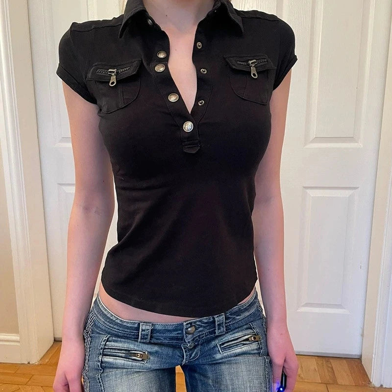 Women T Shirt Black Gothic 90s Vintage Vest Aesthetic Sleeveless