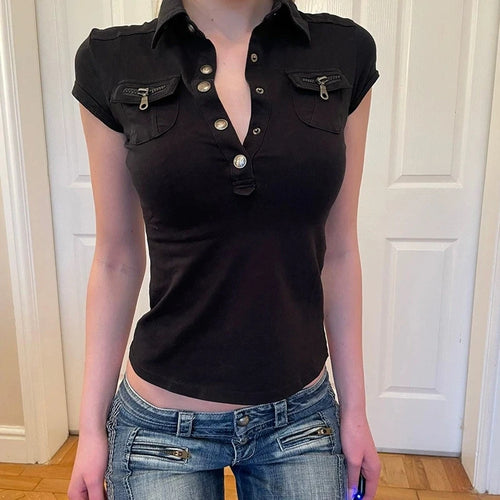 Women T Shirt Black Gothic 90s Vintage Vest Aesthetic Sleeveless