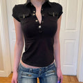 Women T Shirt Black Gothic 90s Vintage Vest Aesthetic Sleeveless