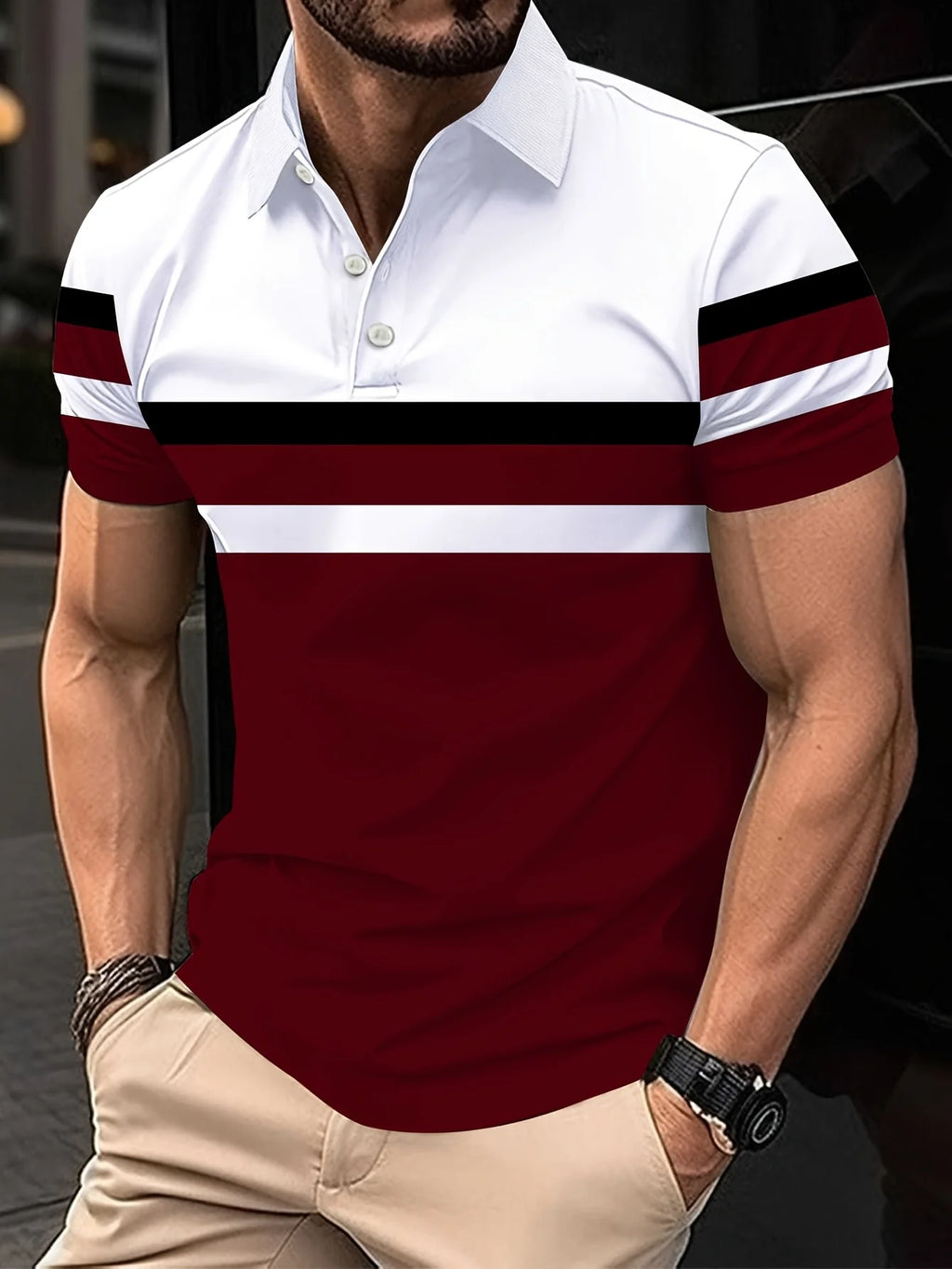 The 2025 summer new men's POLO shirt features a casual fashionable