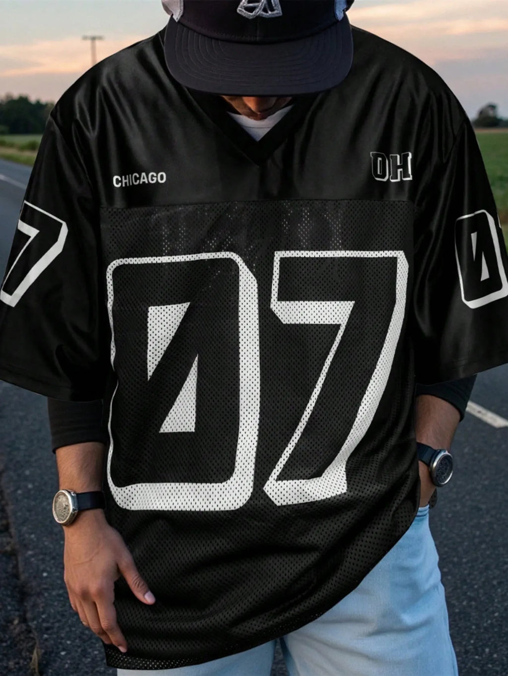 2026 Summer New Men's V-Neck T-Shirt with 3D Digital Pattern Printing
