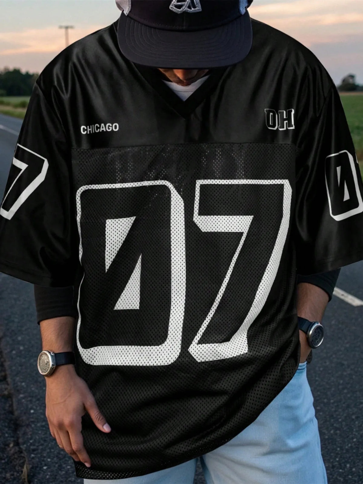 2026 Summer New Men's V-Neck T-Shirt with 3D Digital Pattern Printing