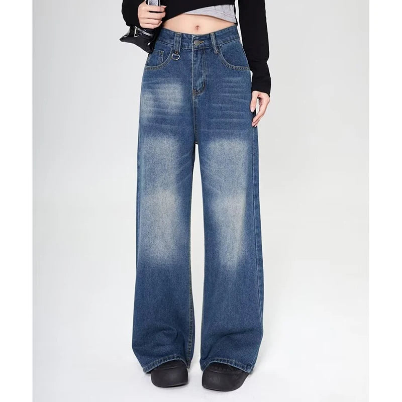 Summer Men Baggy Jeans Unisex Vintage American Style Straight Wide Leg