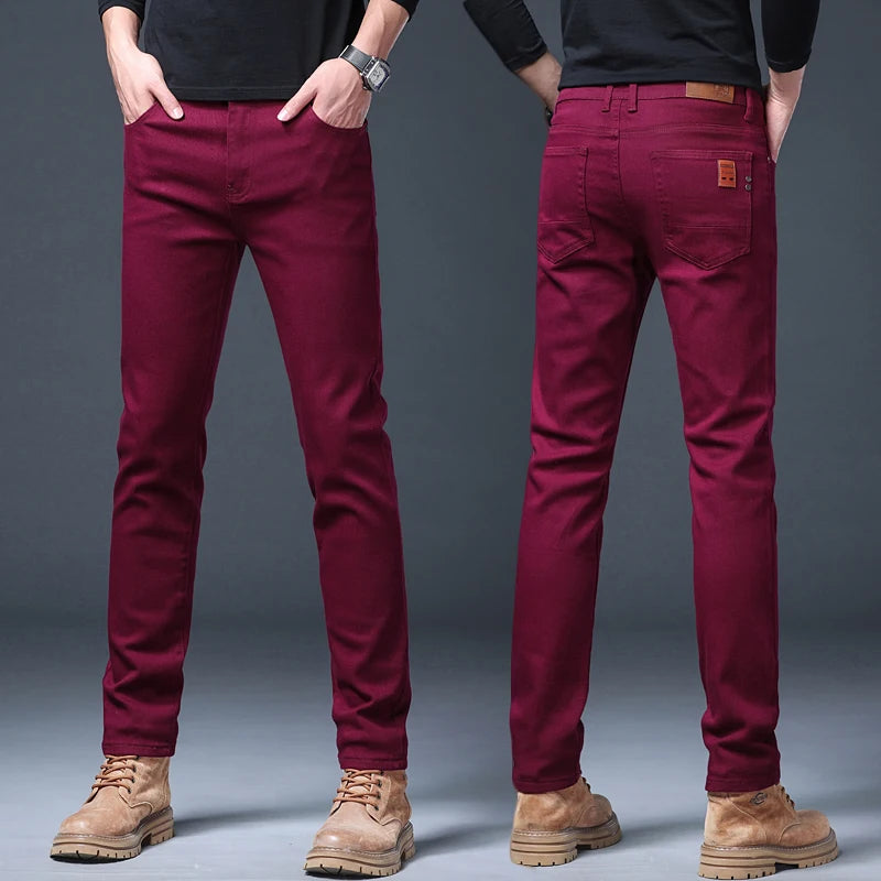 Spring Autumn Men's Fashion Brand Slim Fit Jeans Stretch Comfortable
